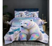 Dozrmey Parure de Couette 220x240 cm 2.4kg | Ours Polaire Coloré, Remplissage Coton Naturel, Poids Confortable, Enveloppe en Microfibre Douce et Agréable, Ensemble 3 Pièces de Haute Gamme J359-