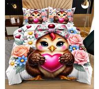 Dozrmey Parure de Lit 200x200 cm Oiseau Coloré, Grand Format Confortable avec Attaches Angles pour Un Maintien Parfait de la Couette, Ensemble 3 Pièces pour Chambre d'amis O96