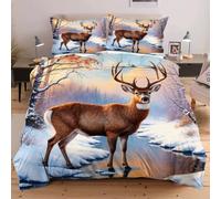 Dozrmey Parure de Lit 90x190 cm Animal Cerf, Set Complet Housse de Couette et 1 Taies d'oreiller, Idéale pour Studio et Chambre d'Ado, Infroissable et Facile à Entretenir F362