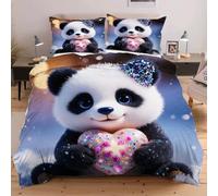 Dozrmey Parure de Lit 90x190 cm Animal Panda, Set Complet Housse de Couette et 1 Taies d'oreiller, Idéale pour Studio et Chambre d'Ado, Infroissable et Facile à Entretenir F348
