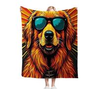 Dozrmey Plaid Polaire 220x240 cm Adulte Chien Cartoon avec Lunettes de Soleil, 3D Impression Douce Moelleuse Flanelle Couverture, Plaid Jeté de Canapé Convient Adultes et Enfants (220 x 240 cm)