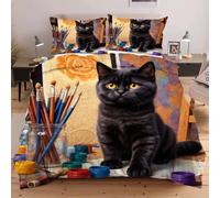 Dozrmey Set de Couette 220x240 Animal Chat, Expérience de Sommeil Enveloppante et Confortable, pour Lits Master et Chambres de Prestige, Housse de Couette + 2 Taies d'oreiller F32