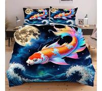 Dozrmey Set de Couette 220x240 Animal Poisson, Expérience de Sommeil Enveloppante et Confortable, pour Lits Master et Chambres de Prestige, Housse de Couette + 2 Taies d'oreiller F22