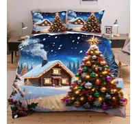 Dozrmey Set de Couette 220x240 Arbre de Noël, Expérience de Sommeil Enveloppante et Confortable, pour Lits Master et Chambres de Prestige, Housse de Couette + 2 Taies d'oreiller F162