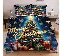 Dozrmey Set de Couette 220x240 Arbre de Noël, Expérience de Sommeil Enveloppante et Confortable, pour Lits Master et Chambres de Prestige, Housse de Couette + 2 Taies d'oreiller F166