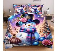 Dozrmey Set de Couette 220x240 Bonhomme de Neige, Expérience de Sommeil Enveloppante et Confortable, pour Lits Master et Chambres de Prestige, Housse de Couette + 2 Taies d'oreiller F198