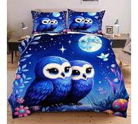Dozrmey Set de Couette 220x240 Chouette, Expérience de Sommeil Enveloppante et Confortable, pour Lits Master et Chambres de Prestige, Housse de Couette + 2 Taies d'oreiller F58
