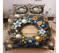 Dozrmey Set de Couette 220x240 Guirlande de Noël, Expérience de Sommeil Enveloppante et Confortable, pour Lits Master et Chambres de Prestige, Housse de Couette + 2 Taies d'oreiller F96