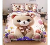 Dozrmey Set de Couette 220x240 Ours en Carton, Expérience de Sommeil Enveloppante et Confortable, pour Lits Master et Chambres de Prestige, Housse de Couette + 2 Taies d'oreiller F176