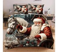Dozrmey Set de Couette 220x240 Père Noël, Expérience de Sommeil Enveloppante et Confortable, pour Lits Master et Chambres de Prestige, Housse de Couette + 2 Taies d'oreiller F94