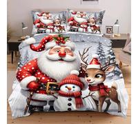 Dozrmey Set de Couette 220x240 Père Noël, Expérience de Sommeil Enveloppante et Confortable, pour Lits Master et Chambres de Prestige, Housse de Couette + 2 Taies d'oreiller F76