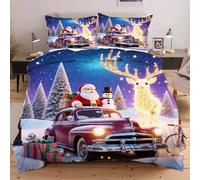 Dozrmey Set de Couette 220x240 Père Noël, Expérience de Sommeil Enveloppante et Confortable, pour Lits Master et Chambres de Prestige, Housse de Couette + 2 Taies d'oreiller F110