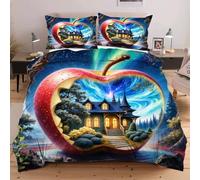 Dozrmey Set de Couette 220x240 Pomme, Expérience de Sommeil Enveloppante et Confortable, pour Lits Master et Chambres de Prestige, Housse de Couette + 2 Taies d'oreiller F170