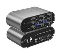 DP 1.4 Commutateur KVM triple moniteur 2K240Hz, 4K120Hz, touche de raccourci pour microphone audio avec câbles