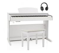 DP-10X White Piano Numérique 88 Weighted Keys avec tabouret et écouteurs | Moteur sonore stéréo multi-timbres, trois pédales, enregistrement USB et mémoire interne, métronome intégré