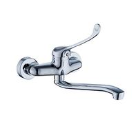 DP Bath Lirio - Robinet Mitigeur de cuisine (mural), bec bas, argenté,levier long, hygiène