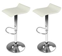 DP Grifería 2x16010+16001 Lot de 2 tabourets en Similicuir avec Pied chromé et siège carré Blanc