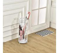 dP3sQ8mXjN Porte-parapluie créatif de style moderne, seau creux avec plateau d'égouttement, support de canne, organisateur peu encombrant, décoration de bureau à domicile (blanc)