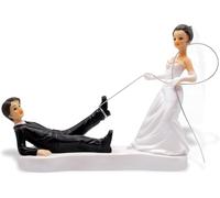 DPA63169C Cake Topper with Figures for Bride and Groom Wedding Decoration with Rope,Height 13 cm,White or Ivory,1 Piece,2 Pieces