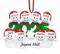 DPDP Boule de Noel Personnalisée 2025 - Décoration Familiale en Résine avec Prénoms, Boule de Noël Personnalisable, Cadeau de Noël Original pour Famille de 8
