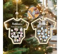 DPDP Boule de Noël Personnalisée pour Bébé 2024, Boule Mon 1er Noel personnalisés avec Le nom du bébé, sa Date de Naissance, Son Poids, sa Taille Idées de Cadeaux de Noël pour bébé,Fille, garçon