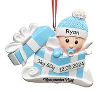 DPDP Boule de Noël Personnalisée pour Bébé 2024, Boule Mon 1er Noel personnalisés avec Le nom du bébé, sa Date de Naissance, Son Poids, sa Taille Idées de Cadeaux de Noël pour bébé,Fille, garçon