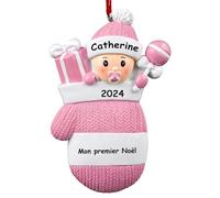 DPDP Boule de Noël Personnalisée pour Bébé 2024, Boule Mon 1er Noel personnalisés avec Le nom du bébé, sa Date de Naissance, Son Poids, sa Taille Idées de Cadeaux de Noël pour bébé,Fille, garçon