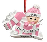 DPDP Boule de Noël Personnalisée pour Bébé 2024, Boule Mon 1er Noel personnalisés avec Le nom du bébé, sa Date de Naissance, Son Poids, sa Taille Idées de Cadeaux de Noël pour bébé,Fille, garçon