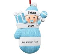 DPDP Boule de Noël Personnalisée pour Bébé 2024, Boule Premier Noël personnalisée avec le nom du bébé, sa date de naissance, son poids, sa taille - Idées de cadeaux de Noël pour fille ou garçon