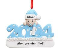 DPDP Boule de Noël Personnalisée pour Bébé 2024, Boule Premier Noël personnalisée avec Le nom du bébé, sa Date de Naissance, Son Poids, sa Taille - Idées de Cadeaux de Noël pour Fille ou Garçon