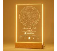 DPDP Cadeau Couple Personnalisé - Veilleuse Personnalisée Carte des Étoiles avec Spotify - Idee Cadeau Anniversaire Mariage Amoureux Femme Homme - Cadeaux De La Saint-Valentin Pour Les Couples