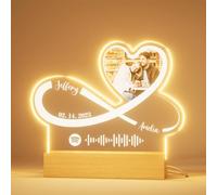 DPDP Cadeau Femme Personnalisé, Cadre Photo Personnalisé, Plaque Acrylique Personnalisée avec Veilleuse, Lampe Personnalisée avec Photo, Cadeau Anniversaire Femme, Cadeau Personnalisé Homme Couple