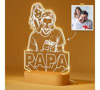 DPDP Cadeau Papa Personnalisé - Lampe Personnalisée avec Photo en 3D Linéaire - Cadre Personnalisé avec Photo - Cadeau Fete des Peres Personnalisé - Idee Cadeau Anniversaire Papa