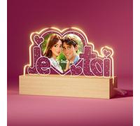 DPDP Cadre Photo Personnalisé avec Style Cartoon - Cadeau Couple Personnalisé - Lampe Personnalisée avec Photo - Cadeau Anniversaire Femme Personnalisé - Cadeau Saint Valentin & Noël pour Femme Homme
