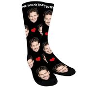 DPDP Chaussettes Personnalisées Photo - Cadeaux Personnalisés pour Hommes et Femmes - Noir, Taille L, Unité Unique