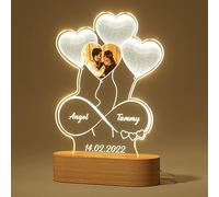 DPDP Lampe LED personnalisée en acrylique en forme de cœur, illusion d'amour 3D - Lampe LED personnalisée pour cadeaux de fête des mères