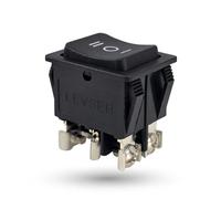 DPDT Interrupteur à bascule 6 broches avec fonction momentanée ON-OFF 16 A 250 V - Interrupteur robuste pour inversion du moteur, actionneurs linéaires et commandes basse tension - Noir