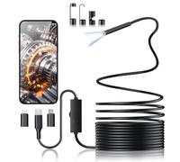 DPduct Caméra endoscope avec lumière, caméra d'inspection ultra fine de 5,5 mm 1920p HD pour téléphone portable avec câble semi-rigide de 5 m, étanche IP67, caméra tubulaire pour Android, iPhone iOS