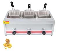 DPDZSW Friteuse à Gaz Professionnelle, Friteuse à Gaz 10L/20L/30L, Friteuse à Chips De Poulet en Acier Inoxydable pour Cuisine De Restaurant Commercial à Domicile,Triplecylinder10L+10L+10L