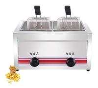 DPDZSW Friteuse à Gaz Professionnelle, Friteuse à Gaz 10L/20L/30L, Friteuse à Chips De Poulet en Acier Inoxydable pour Cuisine De Restaurant Commercial à Domicile,Doublecylinder10L+10L