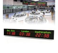 DPDZSW Horloge Mondiale LED Bicolore, Synchronisation Automatique L'heure par WiFi, Affichage Simultané des Heures des Villes, Fixation Murale pour Hall, Salle D'exposition Et Bureaux 3City