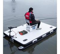 DPDZSW Quai Flottant Gonflable, Plate-Forme De Pêche Gonflable équipée De Deux Flotteurs Inférieurs, Radeau Insulaire Résistant avec Plateau Gonflable à Structure Drop Stitch 3M+thrusters