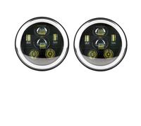 DPEDFVXVMR Lot De 2 Phares LED Universels H4 Hi-Lo De 7 Pouces Pour Land Pour Cruiser Avec Halo Phares Avant Pour 4x4 Feux Avant(70w black)