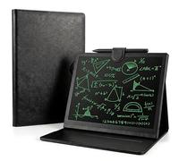 DPEDUAI Tablette d'écriture LCD de 10" avec étui en cuir - Bloc-notes électronique réutilisable pour notes de réunion, brouillons de bureau, voyage d'affaires (noir)