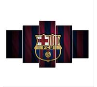 DPFRY Toile Photos Creative FC Drapeau De Barcelone Sport Mur Affiches De Football Art Impressions Photos Garçons Chambre Décor 5 Pièces 150X100Cm sans Cadre