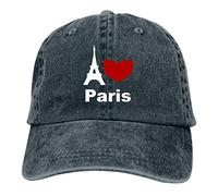 DPgUfPV I Love Paris Casquette de baseball vintage réglable en sergé uni Chapeau de cowboy en denim pour hommes, femmes, garçons et filles, I Love Paris Navy, Taille unique