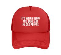 DPgUfPV It's Weird Being The Same Age As Old People Trucker Hat Women Mesh Baseball Cap Sun Hat Cowboy Men Dad Hat Black, Rouge, Taille unique