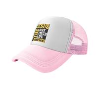 DPgUfPV Jesus The Way Truth Life John 14:6 Christian Bible Baseball Cap Mesh Trucker Hat Women Cowboy Men Dad Hat Black, rose, Taille unique