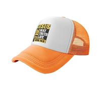 DPgUfPV Jesus The Way Truth Life John 14:6 Christian Bible Baseball Cap Mesh Trucker Hat Women Cowboy Men Dad Hat Black, Orange, Taille unique