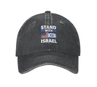 DPgUfPV Stand with Israel USA Flags,Support Israélien Cowboy Hat Hommes Vintage Baseball Cap Women Trucker Hat Snapback Hat Black, Noir , Taille unique